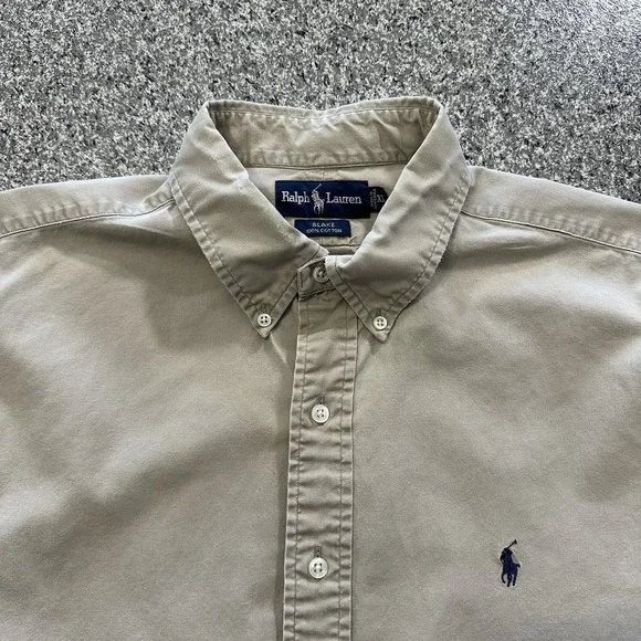 Ralph Lauren Button Down Shirt Mens XL Blake Cotton Twill Tan Long Sleeve - Picture 2 of 8